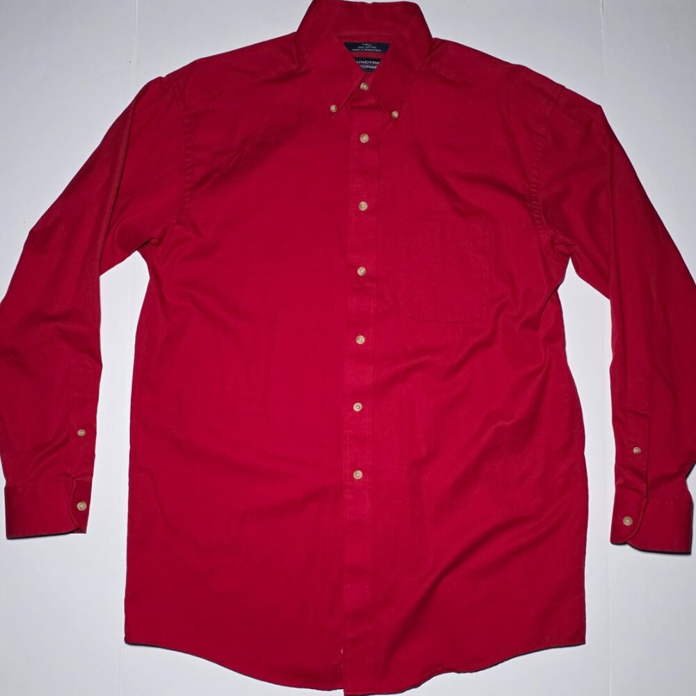 RoundTree & Yorke Mens Red Long Sleeve Button Up Shirt Size 15 1/2 - 35
